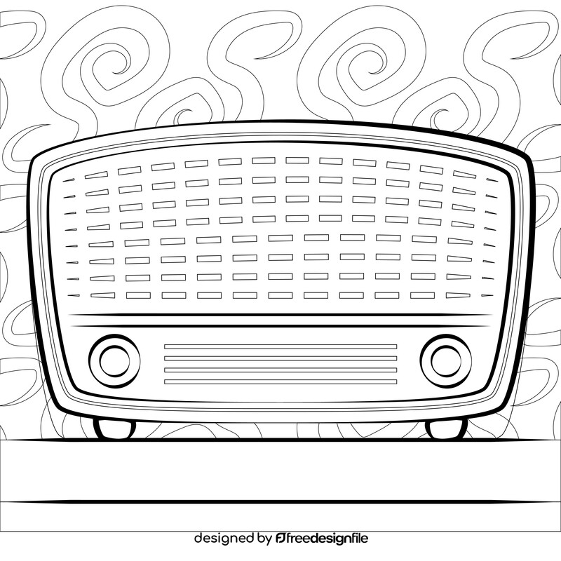 Old radio, retro drawing black and white vector