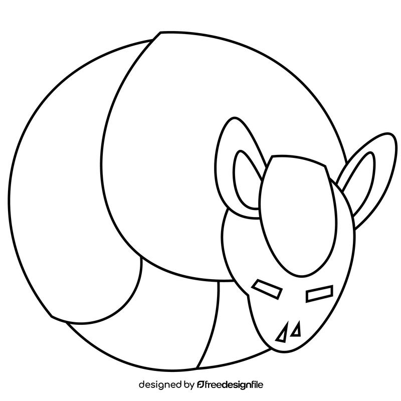 Cute cartoon armadillo sleepingroll black and white clipart