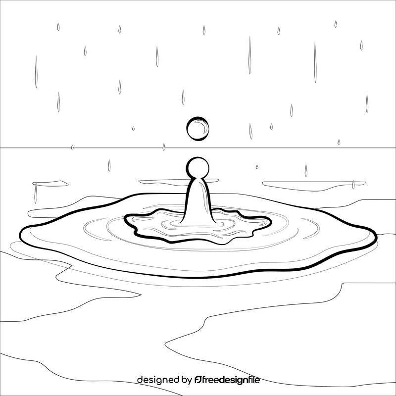 Rain drop drawing black and white vector