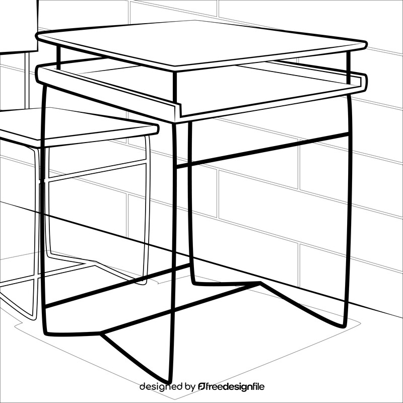 School desk drawing black and white vector