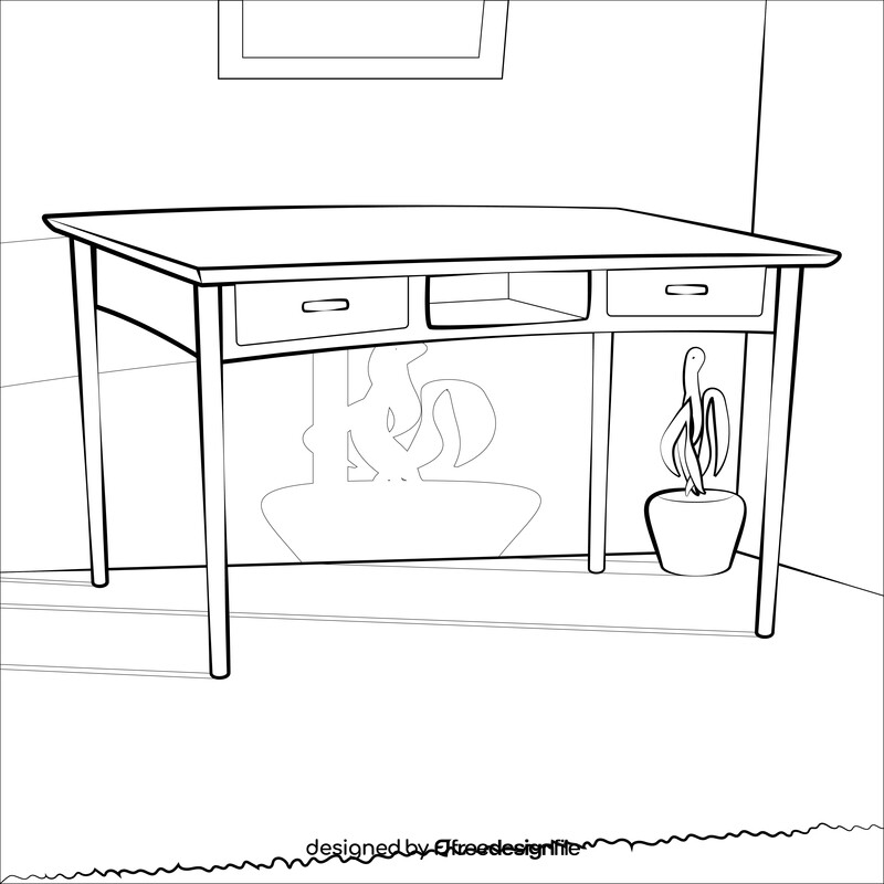 Desk for study drawing black and white vector