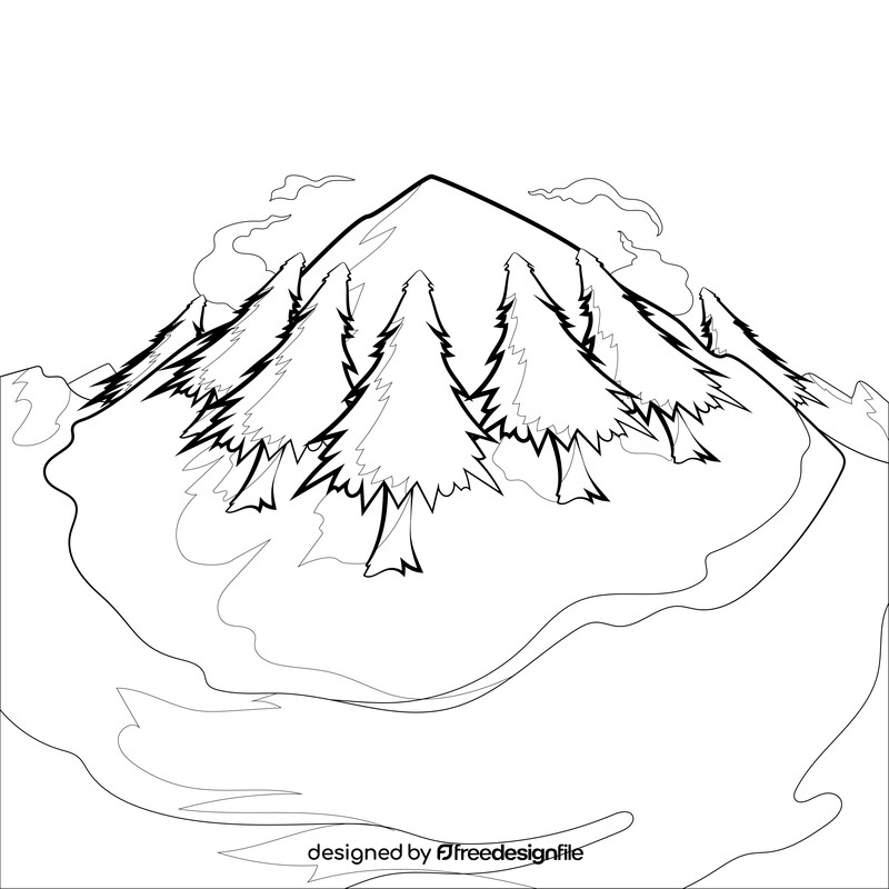 Hillside drawing black and white vector