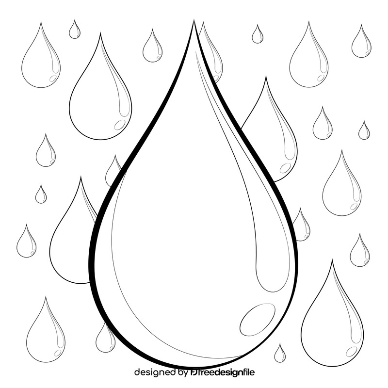 Rain drop drawing black and white vector