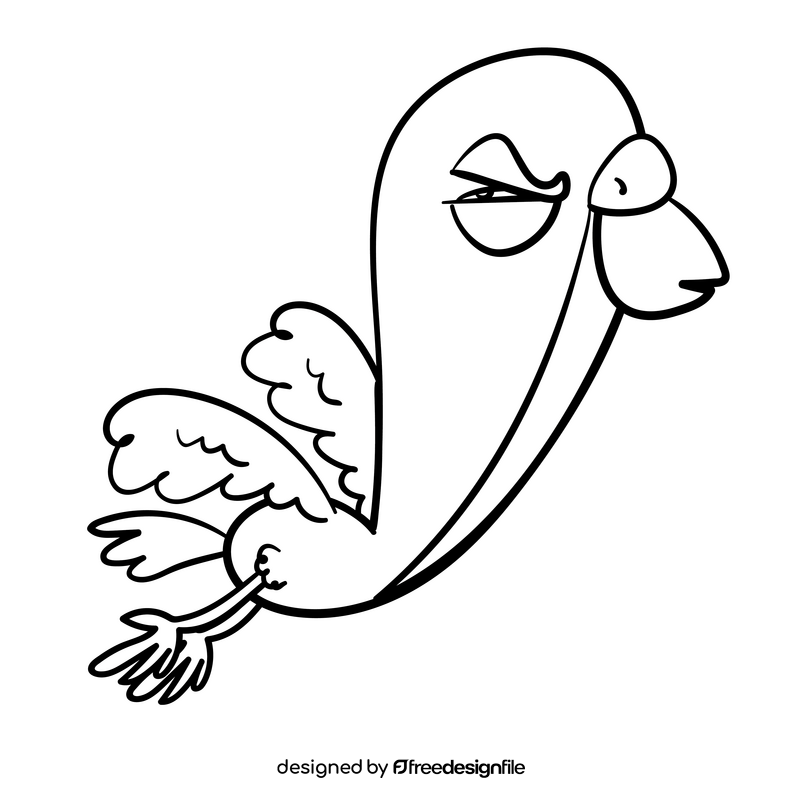 Bird cartoon drawing black and white clipart