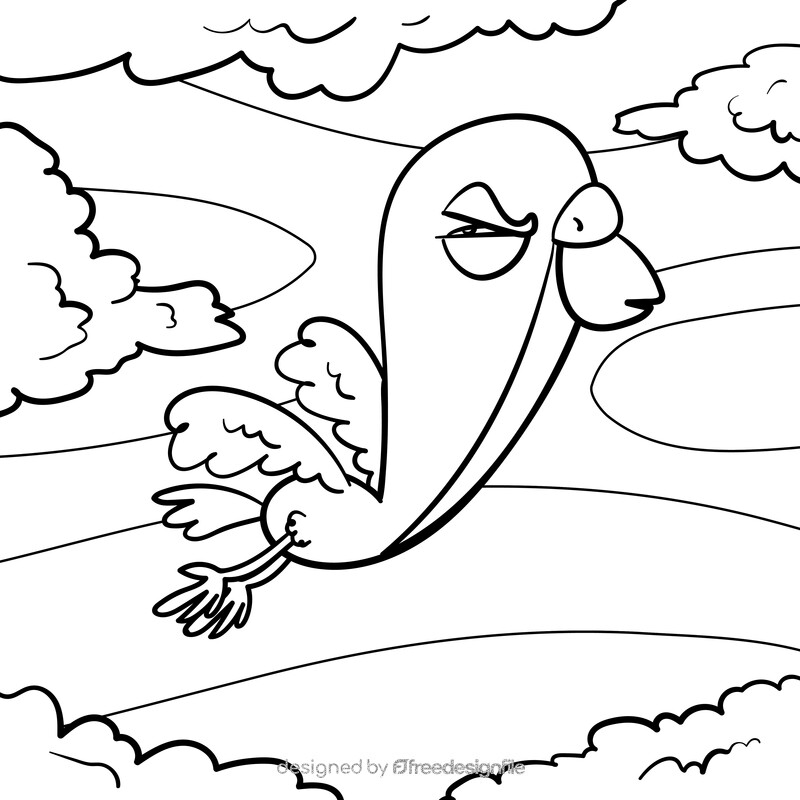 Bird cartoon drawing black and white vector