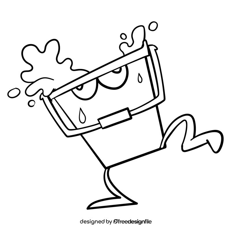 Bucket cartoon drawing black and white clipart