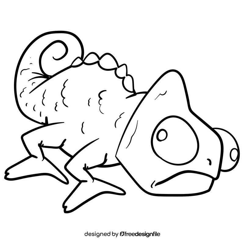 Lizard cartoon drawing black and white clipart