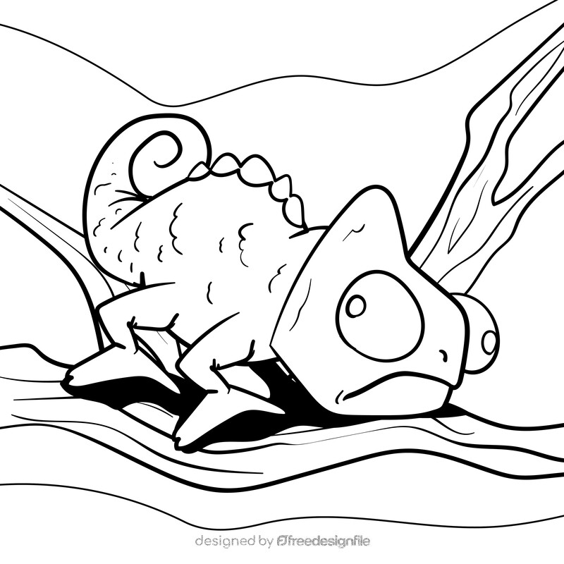 Lizard cartoon drawing black and white vector