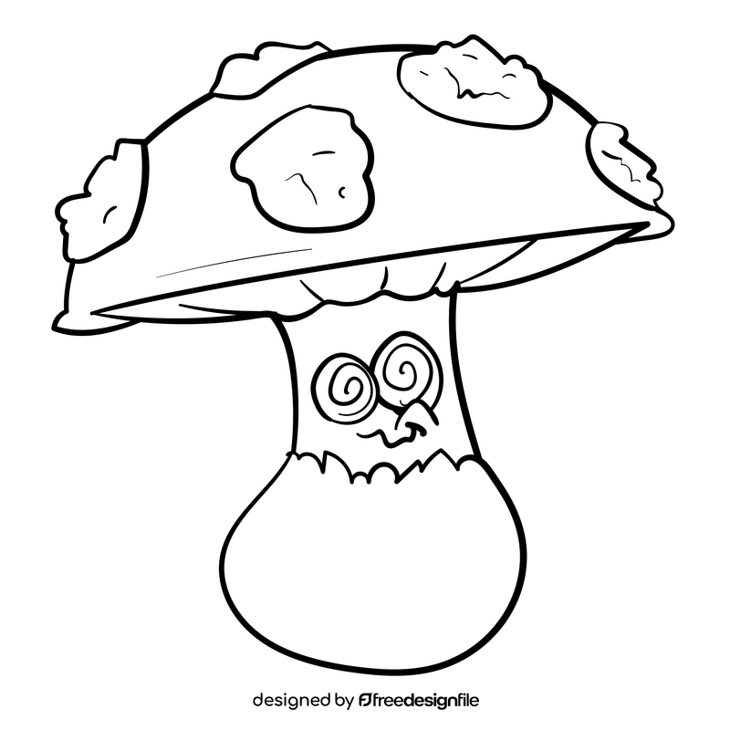 Mushroom cartoon drawing black and white clipart