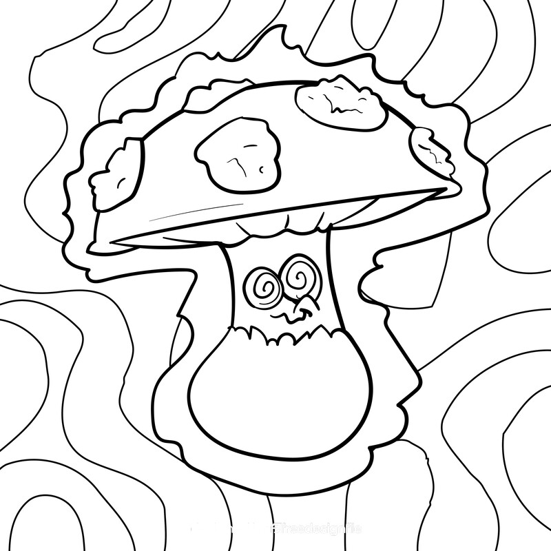 Mushroom cartoon drawing black and white vector