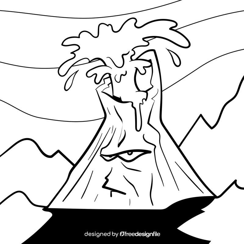 Volcano cartoon drawing black and white vector