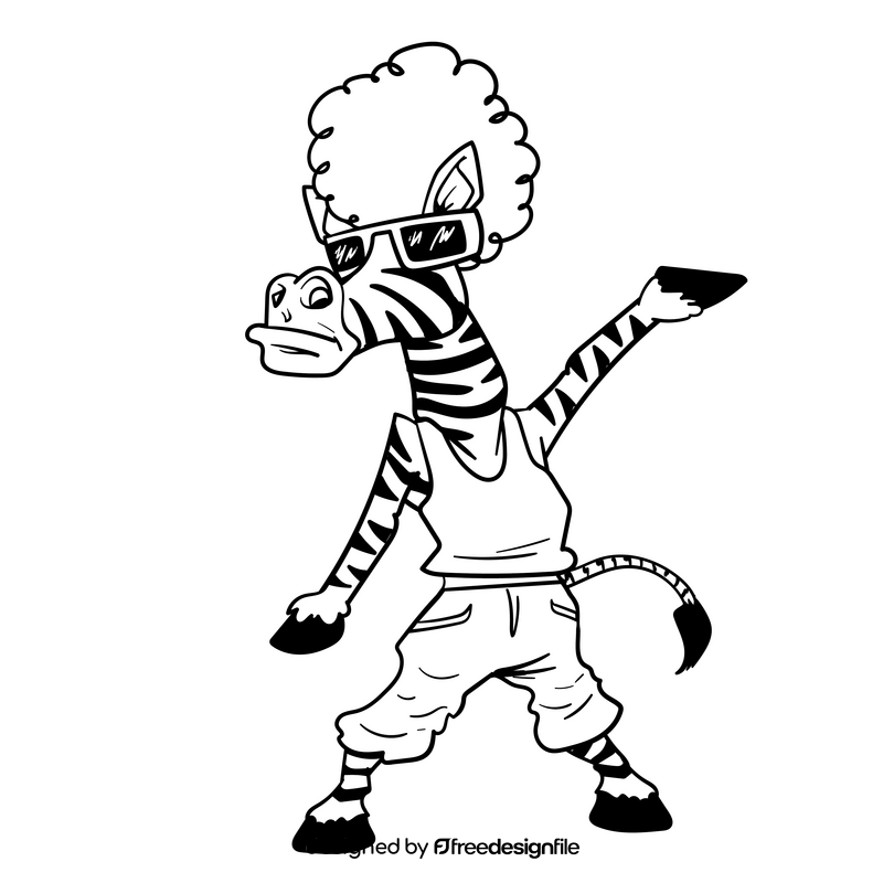 Zebra cartoon drawing black and white clipart