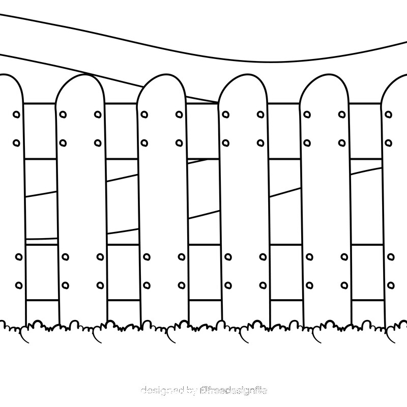 Fence cartoon drawing black and white vector