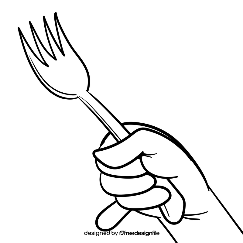 Fork cartoon drawing black and white clipart