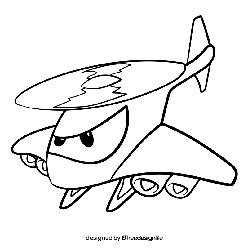 Helicopters cartoon drawing black and white clipart