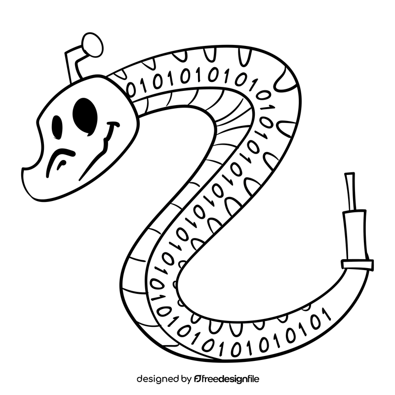 Snake cartoon drawing black and white clipart