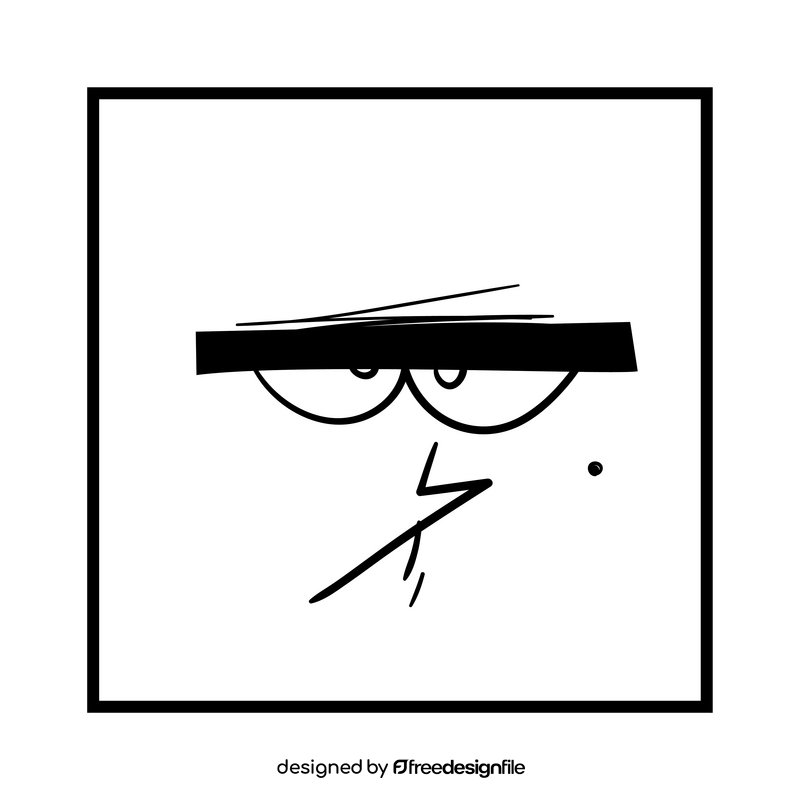 Square cartoon drawing black and white clipart