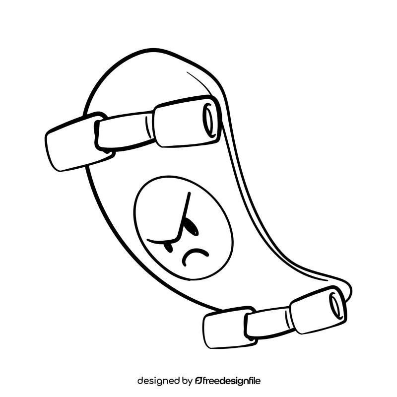 Skateboard cartoon drawing black and white clipart