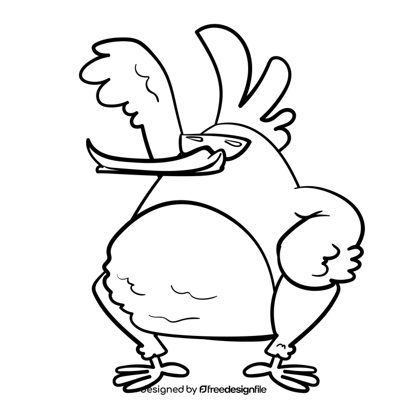 Bird cartoon drawing black and white clipart