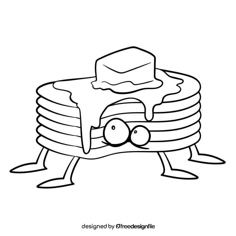 Pancake cartoon drawing black and white clipart