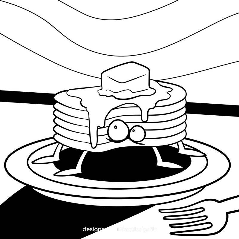 Pancake cartoon drawing black and white vector