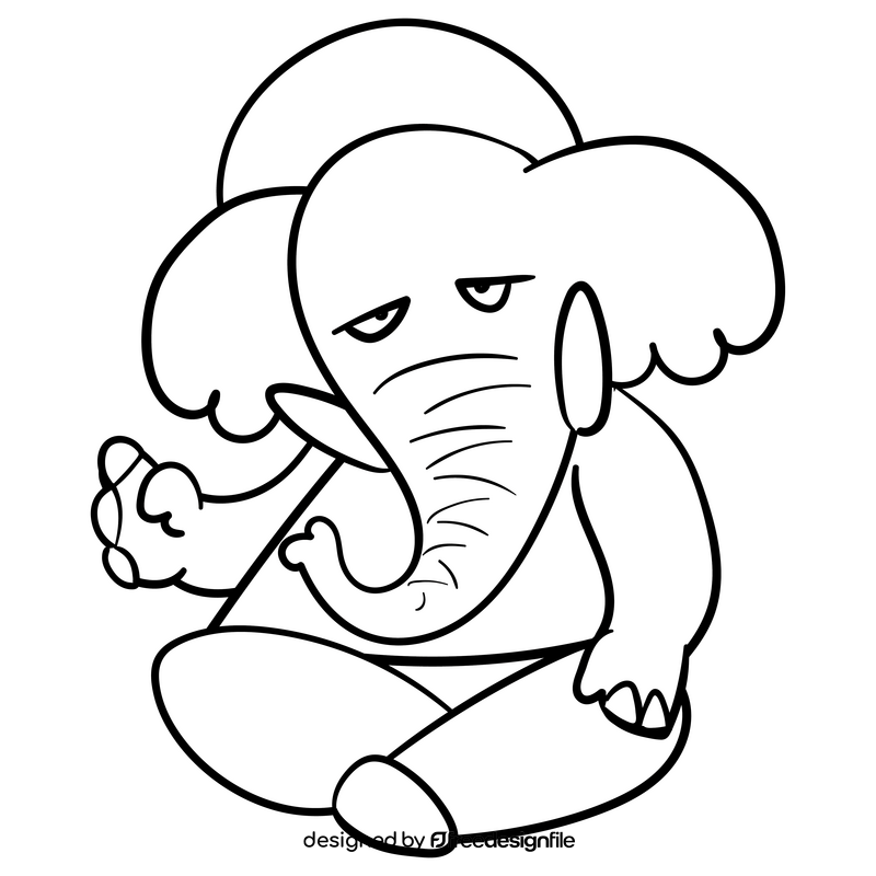 Ganesha cartoon drawing black and white clipart