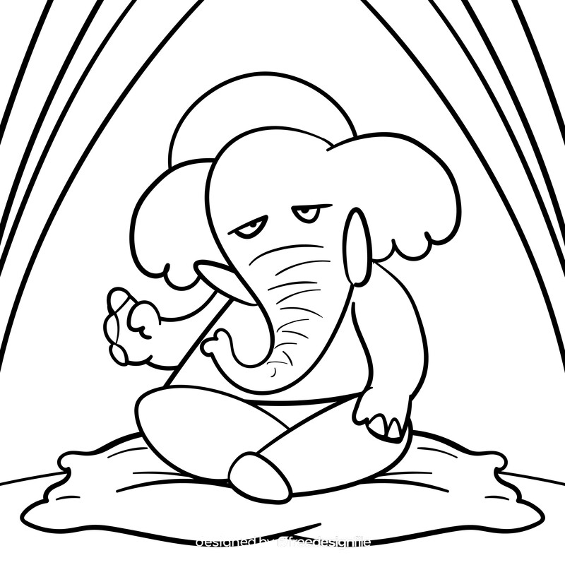 Ganesha cartoon drawing black and white vector