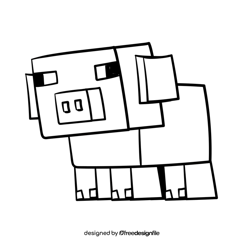 Minecraft cartoon drawing black and white clipart