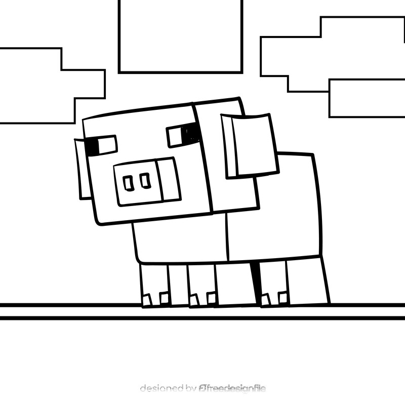 Minecraft cartoon drawing black and white vector