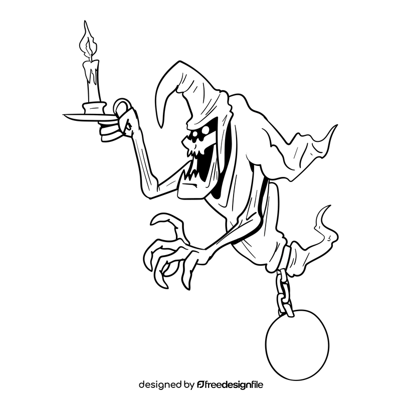 Ghost cartoon drawing black and white clipart