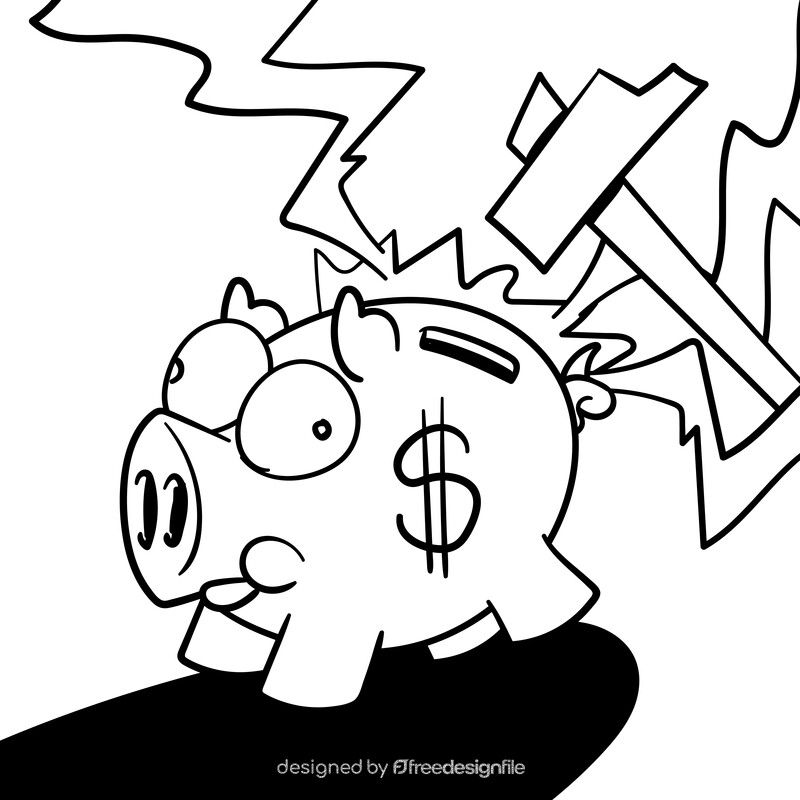 Piggy bank cartoon drawing black and white vector