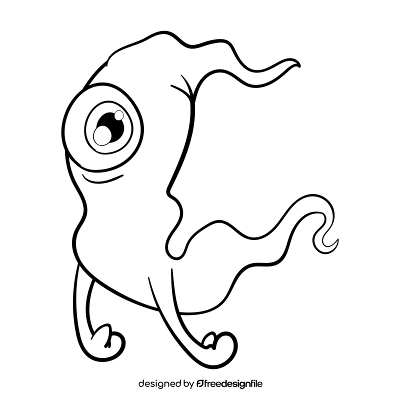 Ghost cartoon drawing black and white clipart