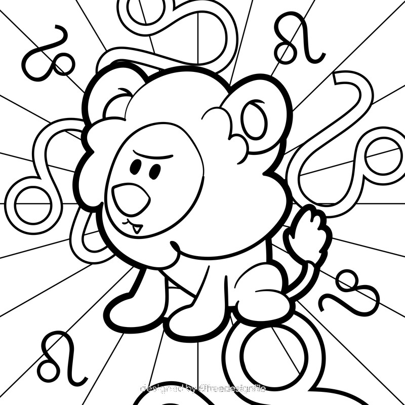 Leo cartoon drawing black and white vector