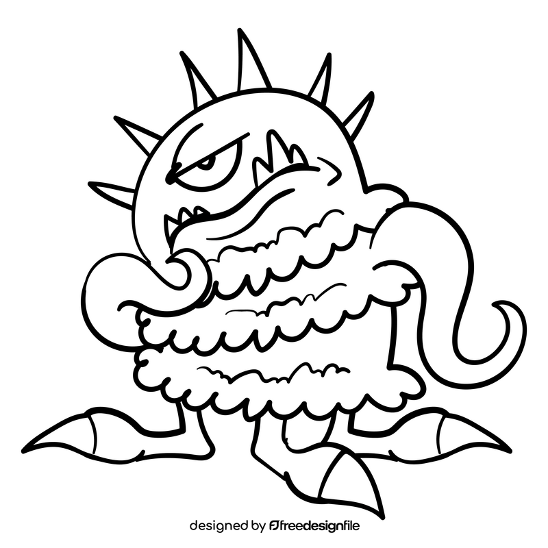 Monster cartoon drawing black and white clipart