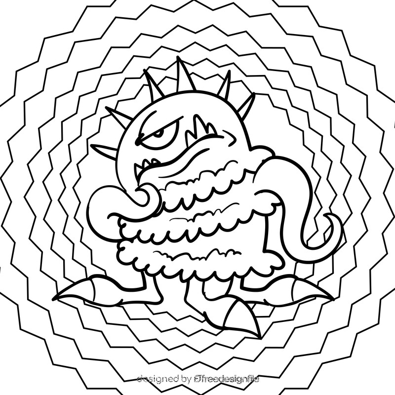 Monster cartoon drawing black and white vector