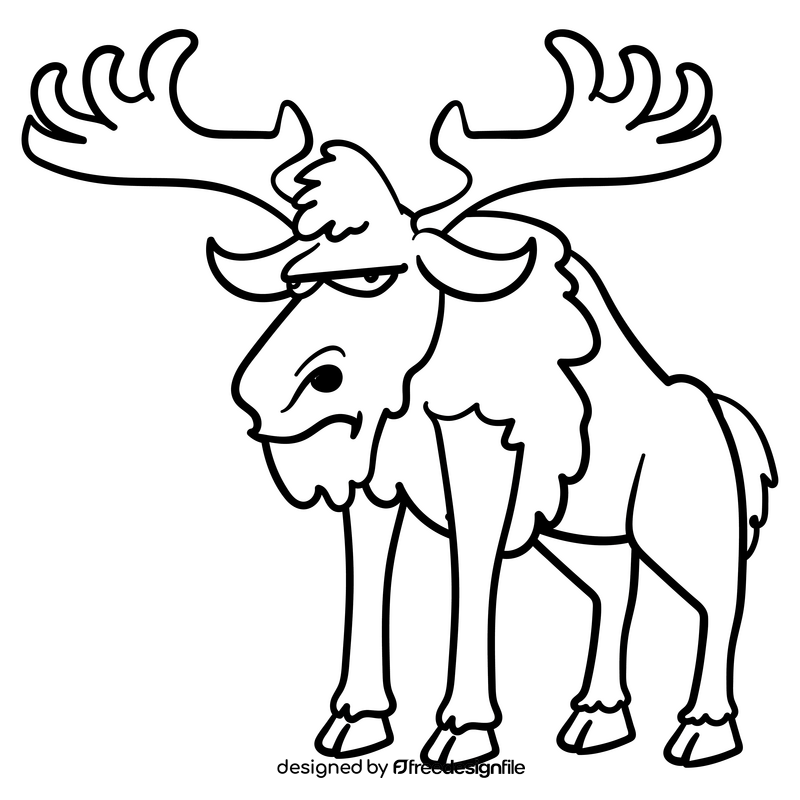 Moose cartoon drawing black and white clipart