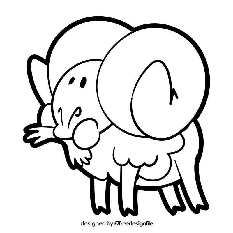 Sheep cartoon drawing black and white clipart