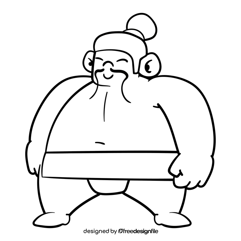 Sumo cartoon drawing black and white clipart