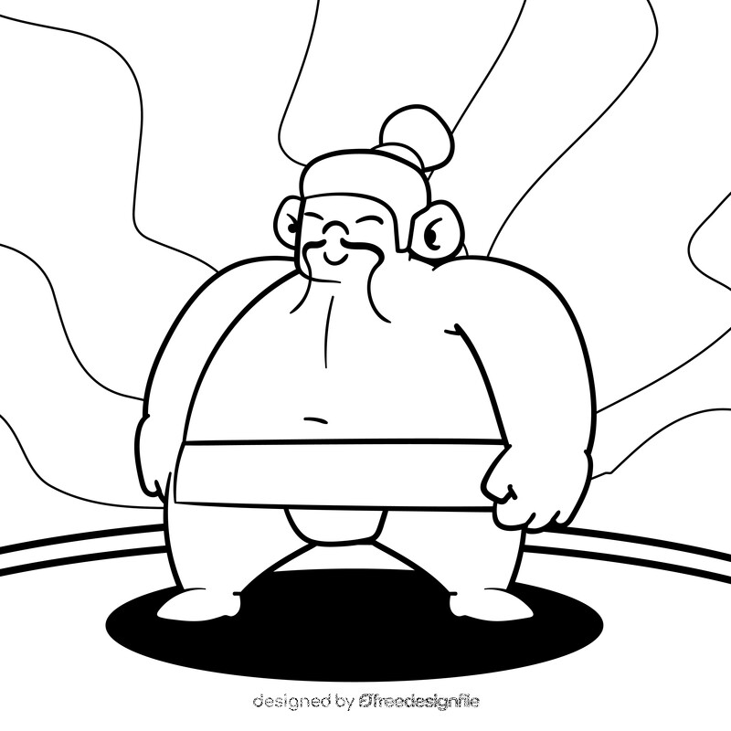 Sumo cartoon drawing black and white vector