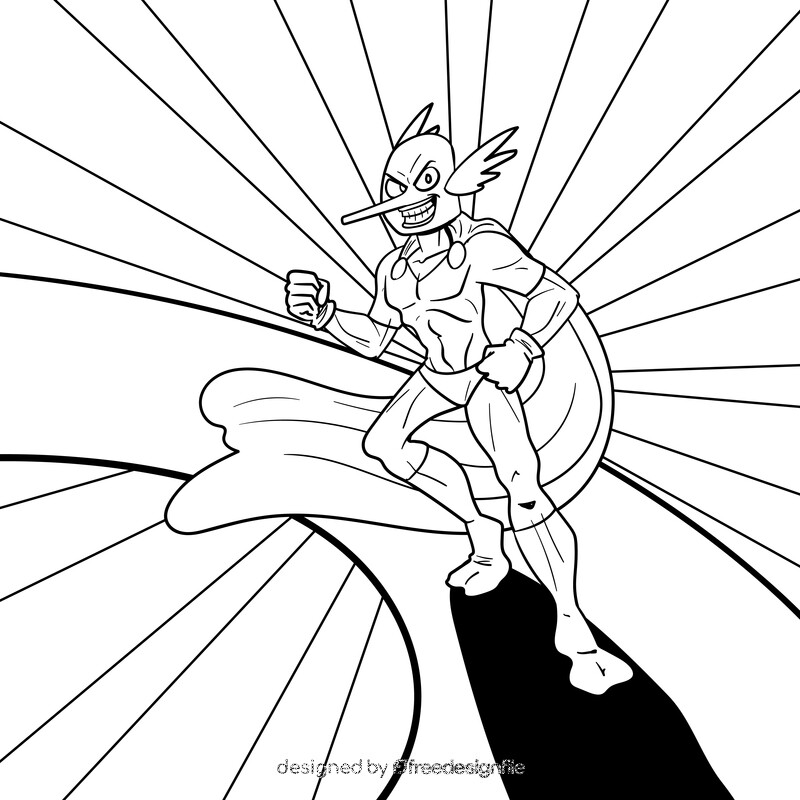 SuperHero cartoon drawing black and white vector