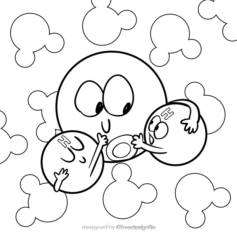 H2o cartoon drawing black and white vector