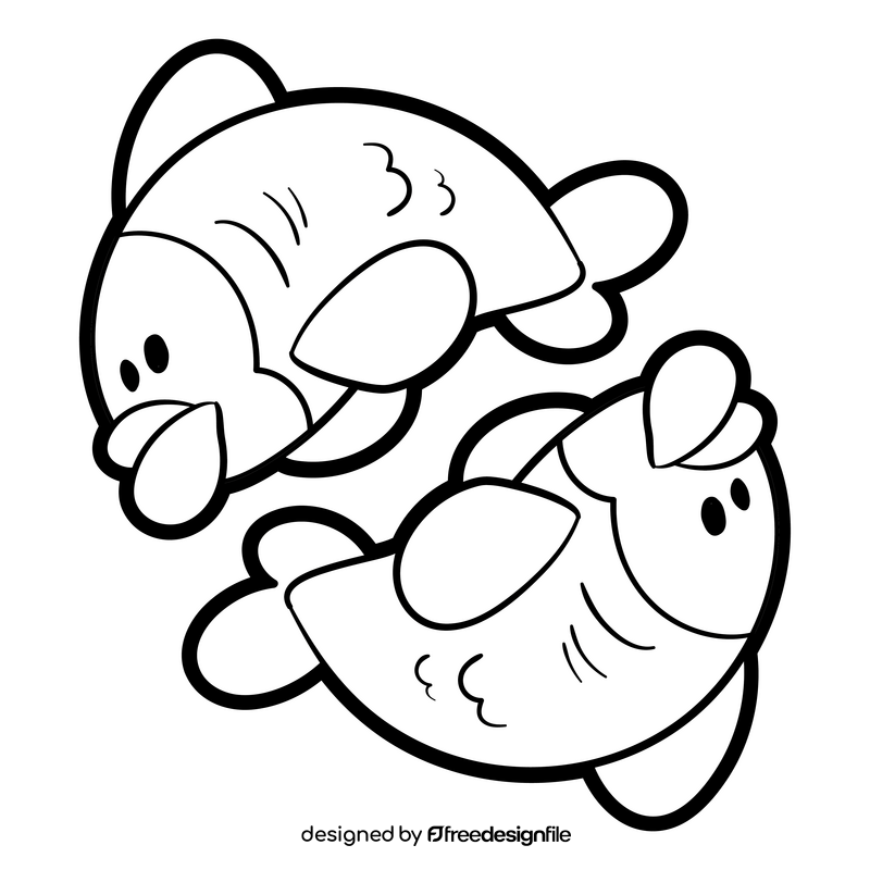 Pisces cartoon drawing black and white clipart