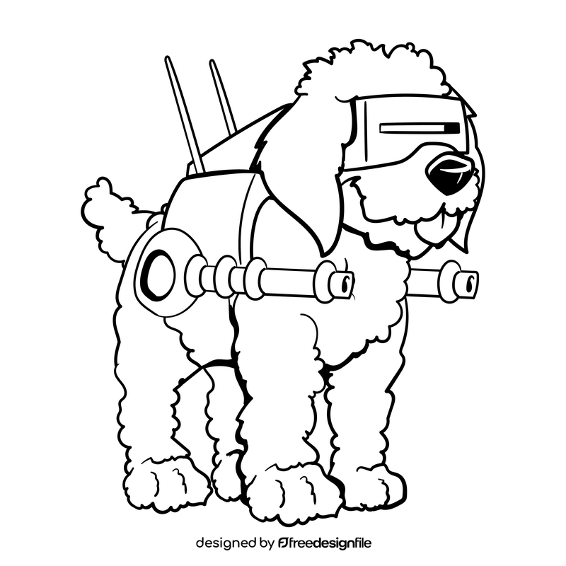 Dog cartoon drawing black and white clipart