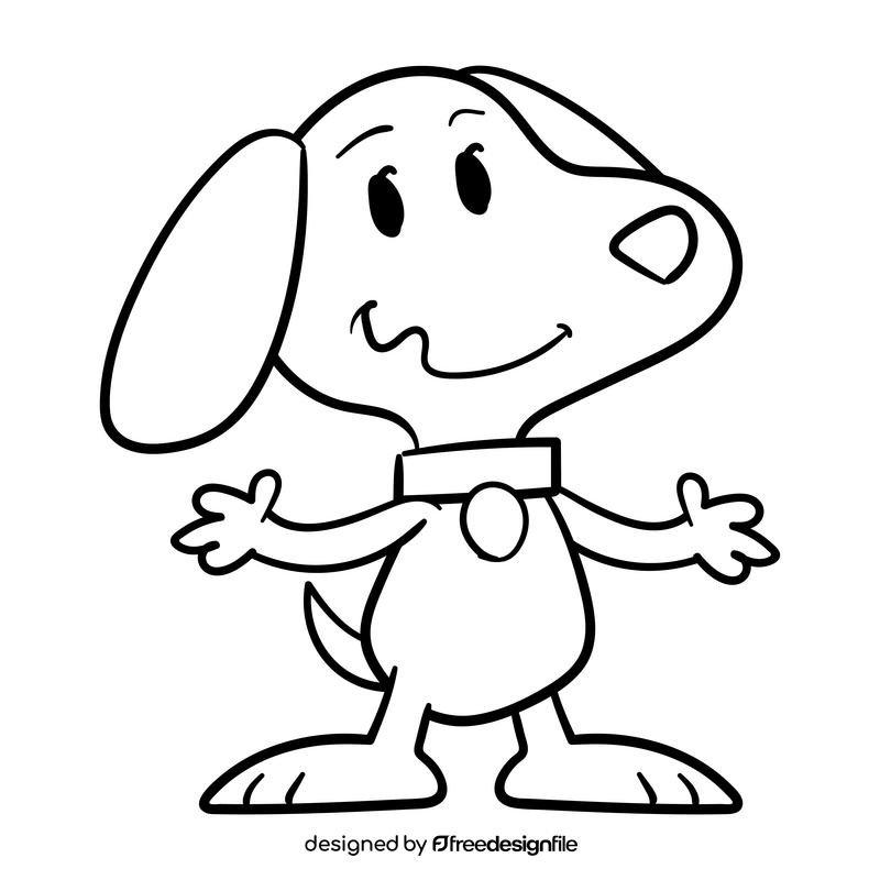 Snoopy cartoon drawing black and white clipart