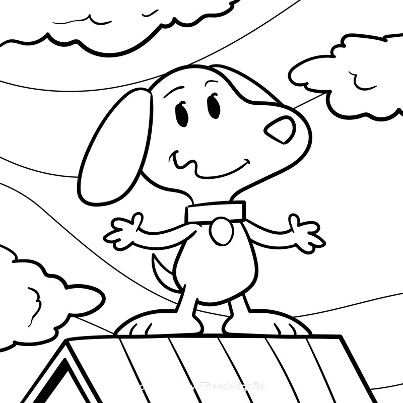 Snoopy cartoon drawing black and white vector