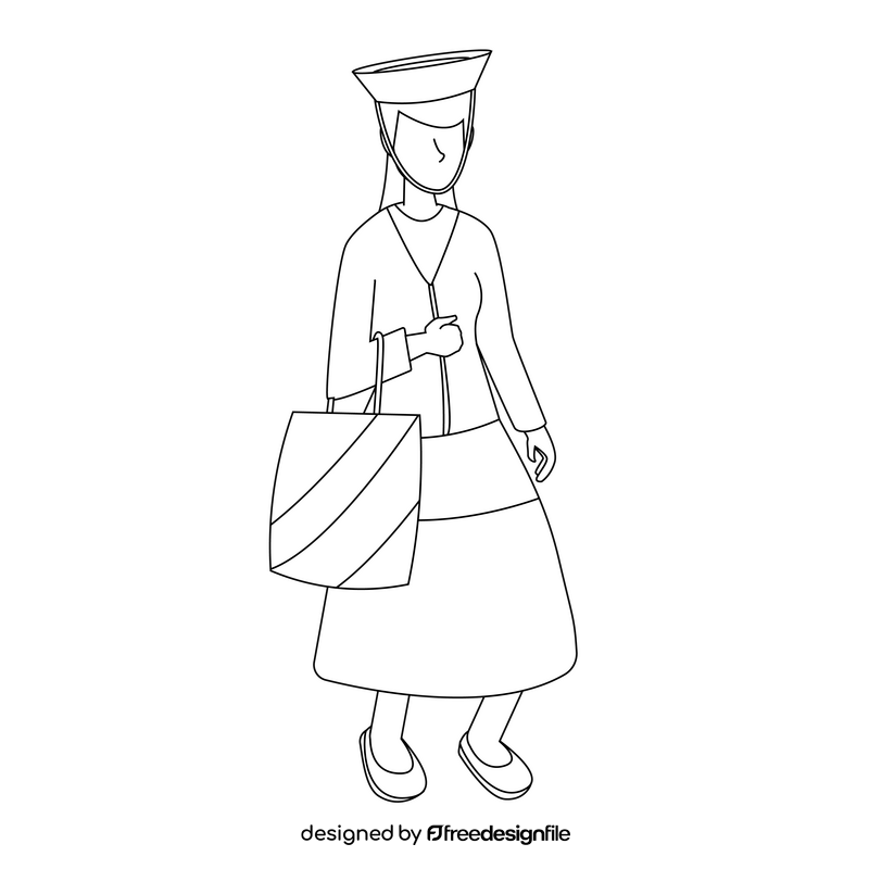 Woman in Peru black and white clipart