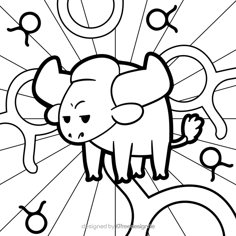 Taurus cartoon drawing black and white vector