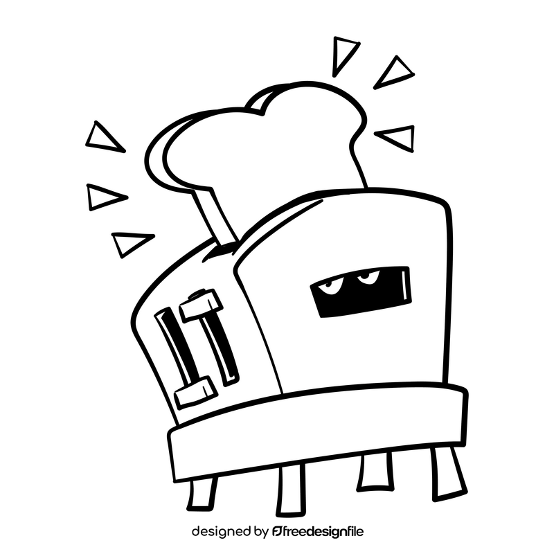 Toaster cartoon drawing black and white clipart