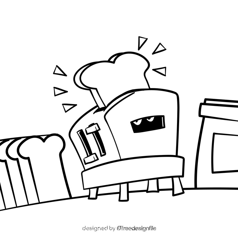 Toaster cartoon drawing black and white vector