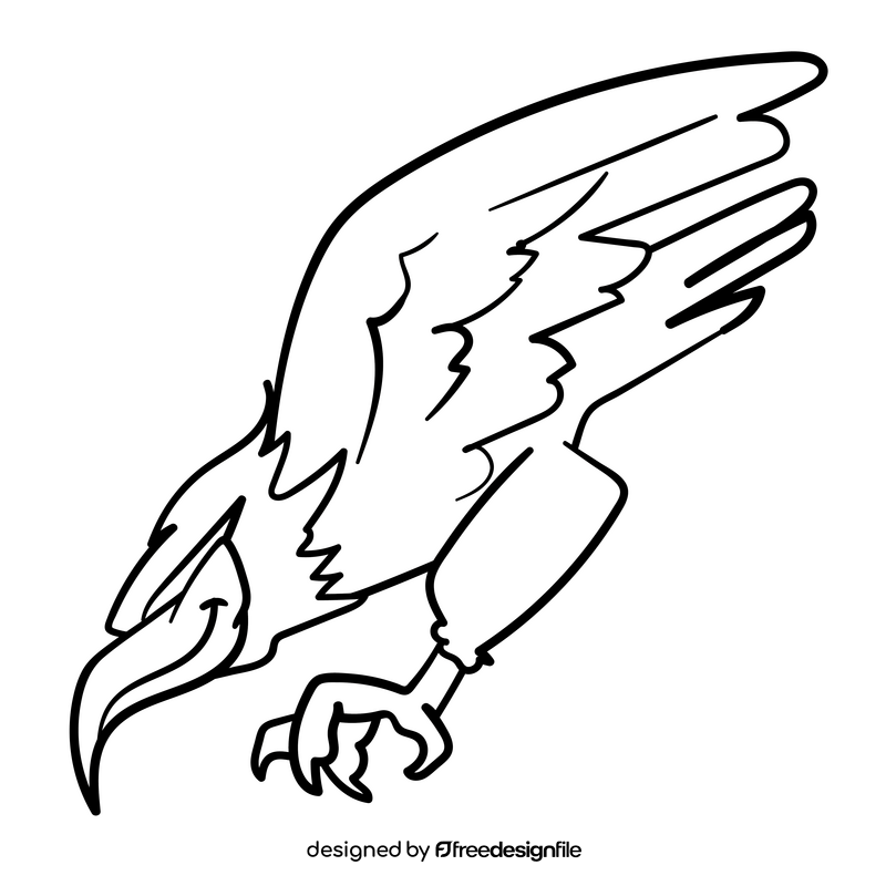 Falcon cartoon drawing black and white clipart